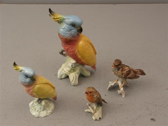 Appraisal: Goebels thrush high Goebels robin a Continental porcelain cockatoo and