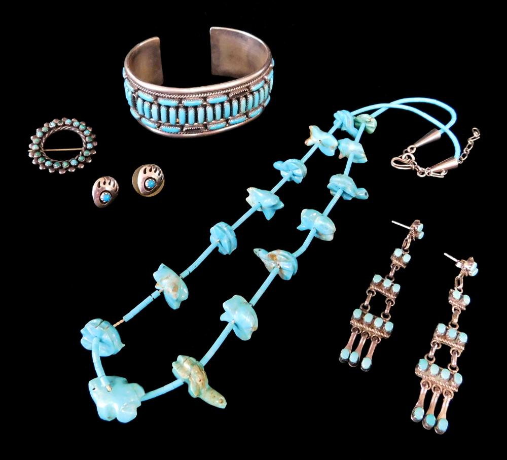 Appraisal: Native American and similar jewelry five pieces including cuff two