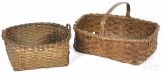 Appraisal: Two split oak baskets th c the larger initialed HR