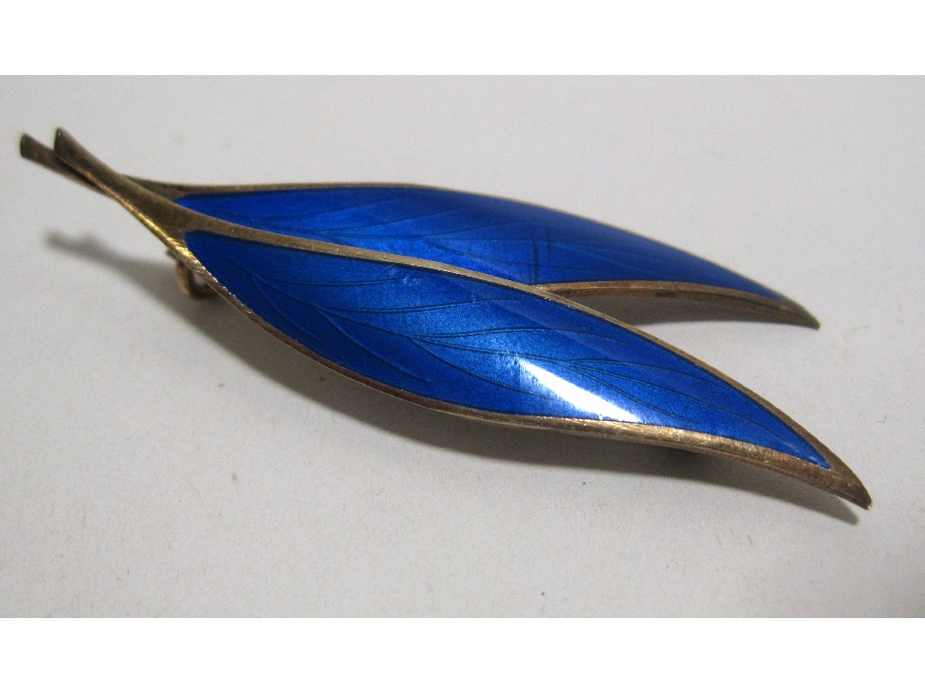 Appraisal: Norwegian silver and enamel leaf brooch