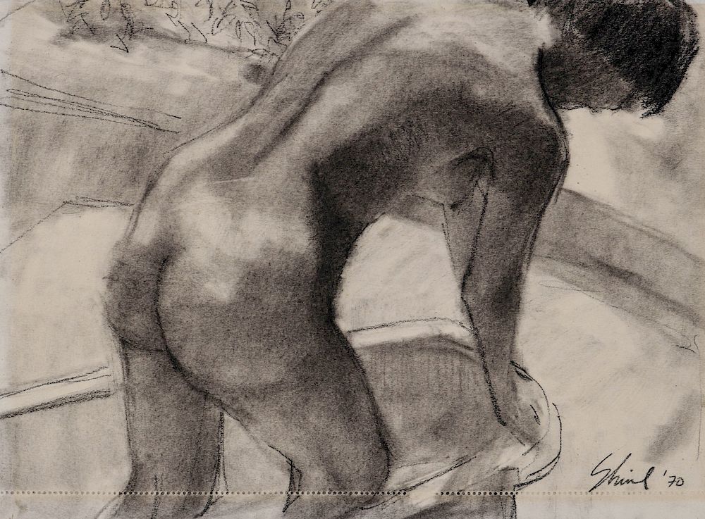 Appraisal: SHIRL GOEDIKE Born CHARCOAL STUDY ON PAPER Shirl Goedike Born