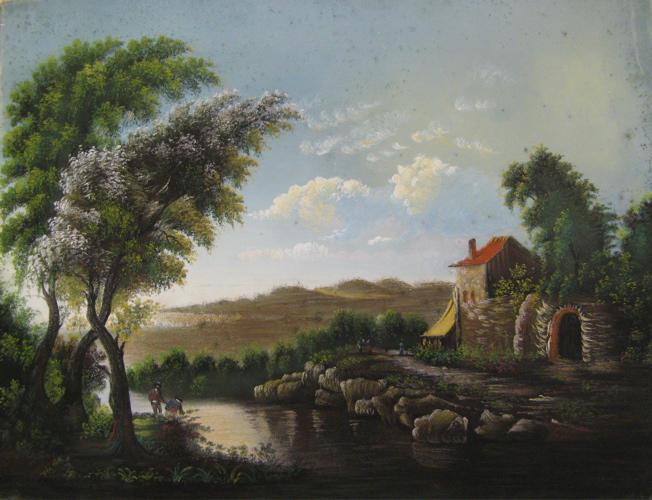 Appraisal: BRITISH SCHOOL th century Pastel on paper Landscape with stone