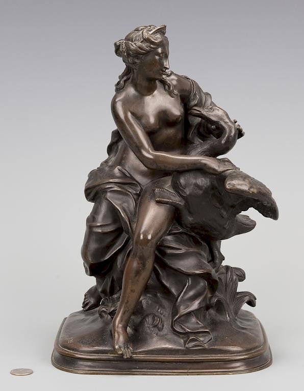 Appraisal: Vauvray Bronze Leda Swan Bronze figural sculpture depicting the mythological