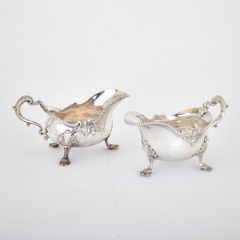 Appraisal: Pair of George II Silver Sauce Boats Elizabeth Godfrey London