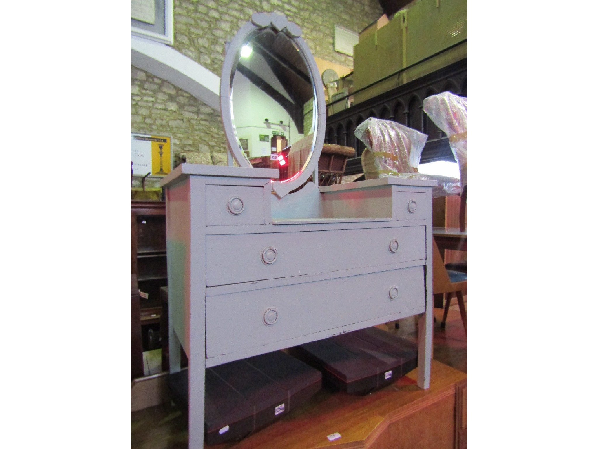 Appraisal: An Edwardian drop well dressing chest with later painted finish