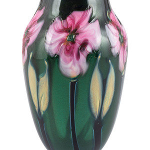 Appraisal: A Charles Lotton Multi-Flora Glass Vase American signed Charles Lotton