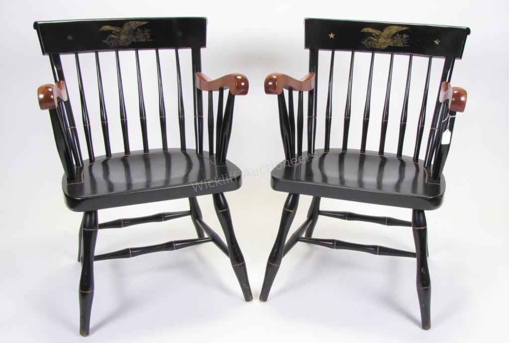 Appraisal: A pair of Windsor-type arm chairs by Nichols and Stone