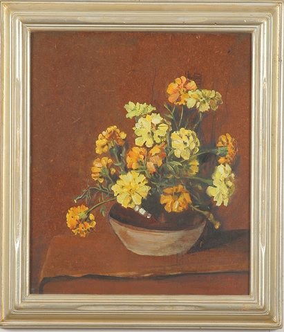 Appraisal: Marigolds oil on masonite x SLR Alice B Sotter Woodmere