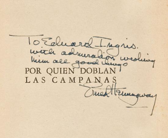 Appraisal: HEMINGWAY Ernest Por Quien Doblan las Campas Buenos Aires Editorial