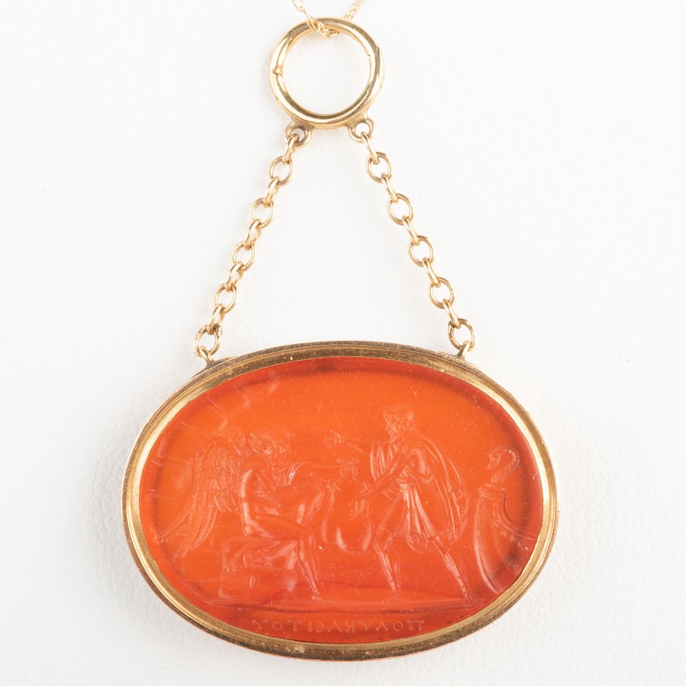 Appraisal: Neoclassical Carnelian Agate Intaglio of Ulysses Receiving the Winds from