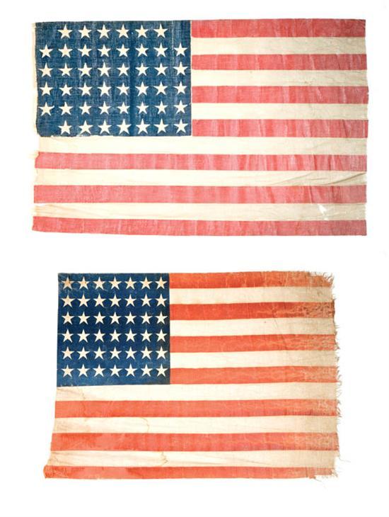 Appraisal: TWO U S FLAGS American printed cotton gauze Forty-five star