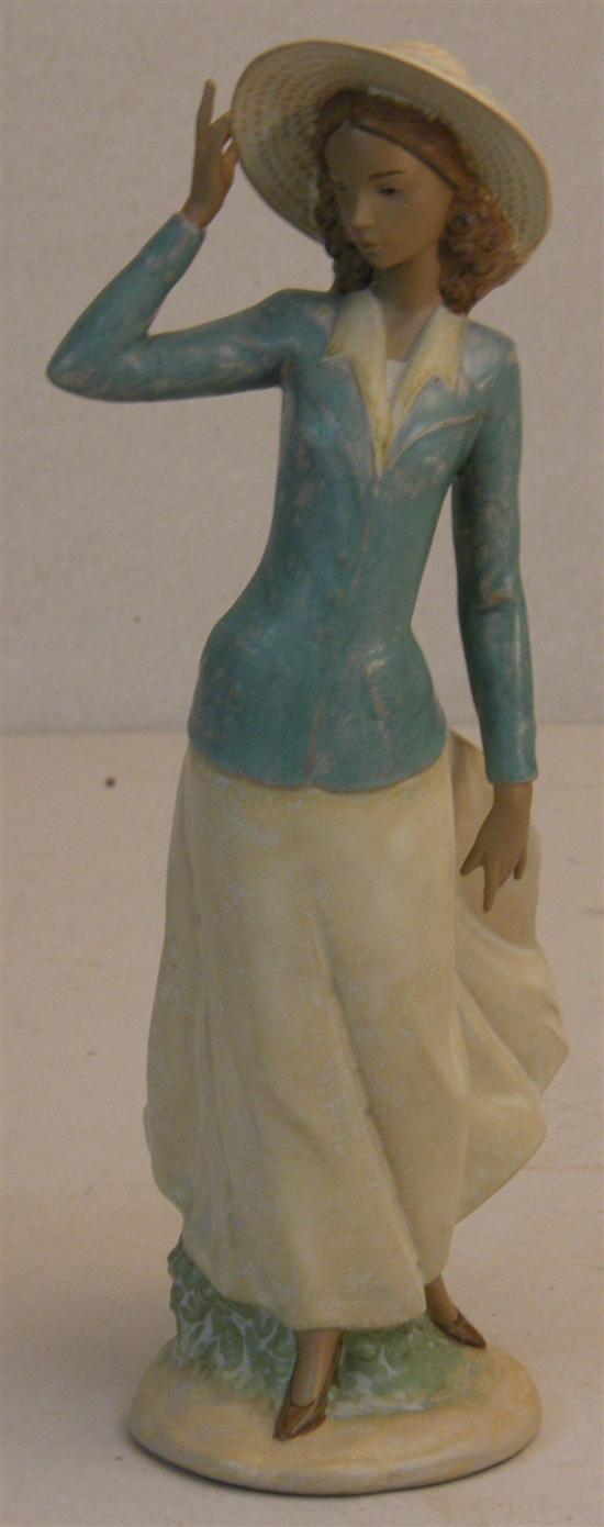 Appraisal: Lladro figure of a girl with bonnet unglazed h in