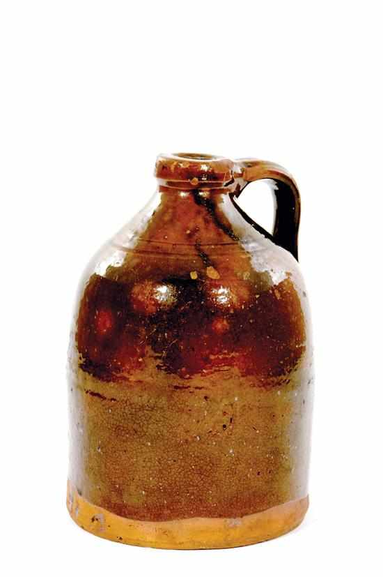 Appraisal: Southern redware jug possibly Tennessee circa lead glaze with tooled