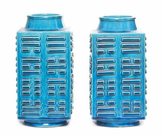 Appraisal: A Pair of Chinese Cong Form Porcelain Vases each with