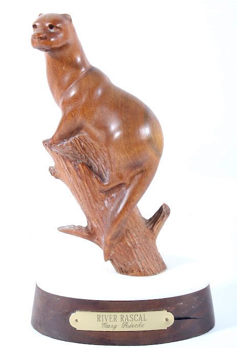 Appraisal: Original Gary Riecke Wood Otter Sculpture c Featured in this