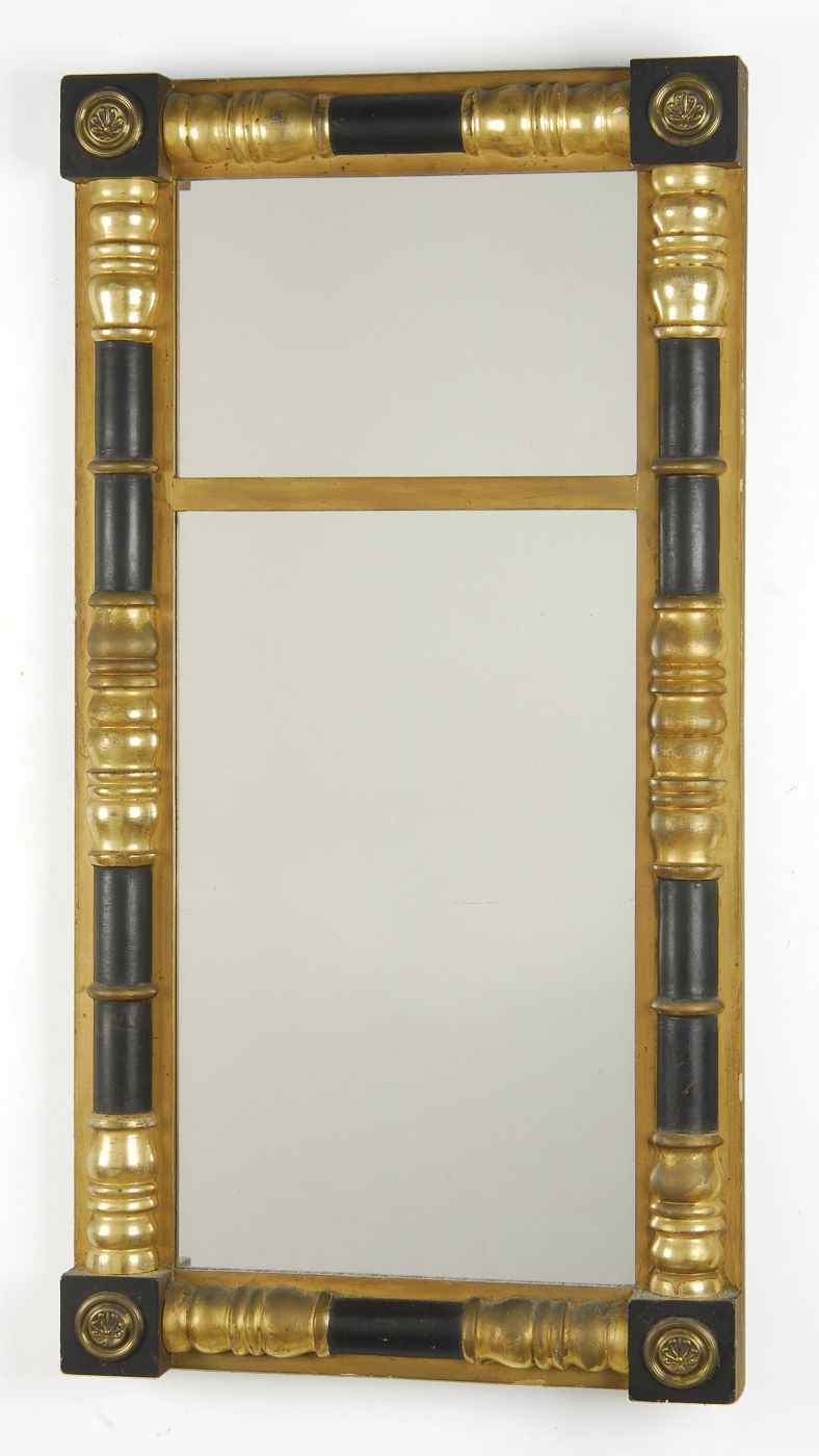 Appraisal: HALF-COLUMN MIRRORSecond Quarter of the th CenturyWith gilt and ebonized