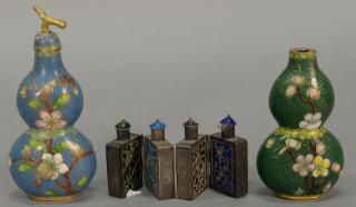 Appraisal: Three snuff bottles to include a pair of cloisonne double