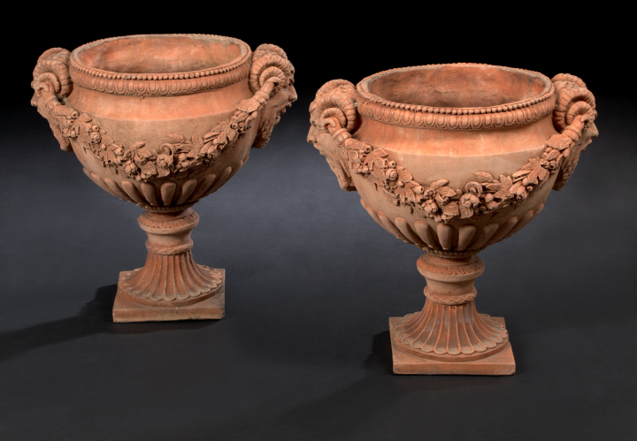 Appraisal: Pair of Terra Cotta Garden Urns in the neoclassical taste