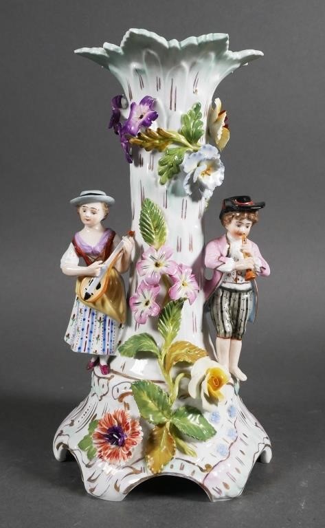 Appraisal: Dresden porcelain base with man and woman playing music No