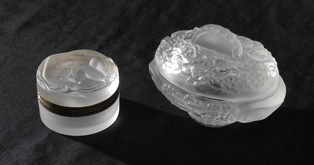 Appraisal: PIECE LALIQUE CRYSTAL DRESSER BOXES pieces total to include Hinged