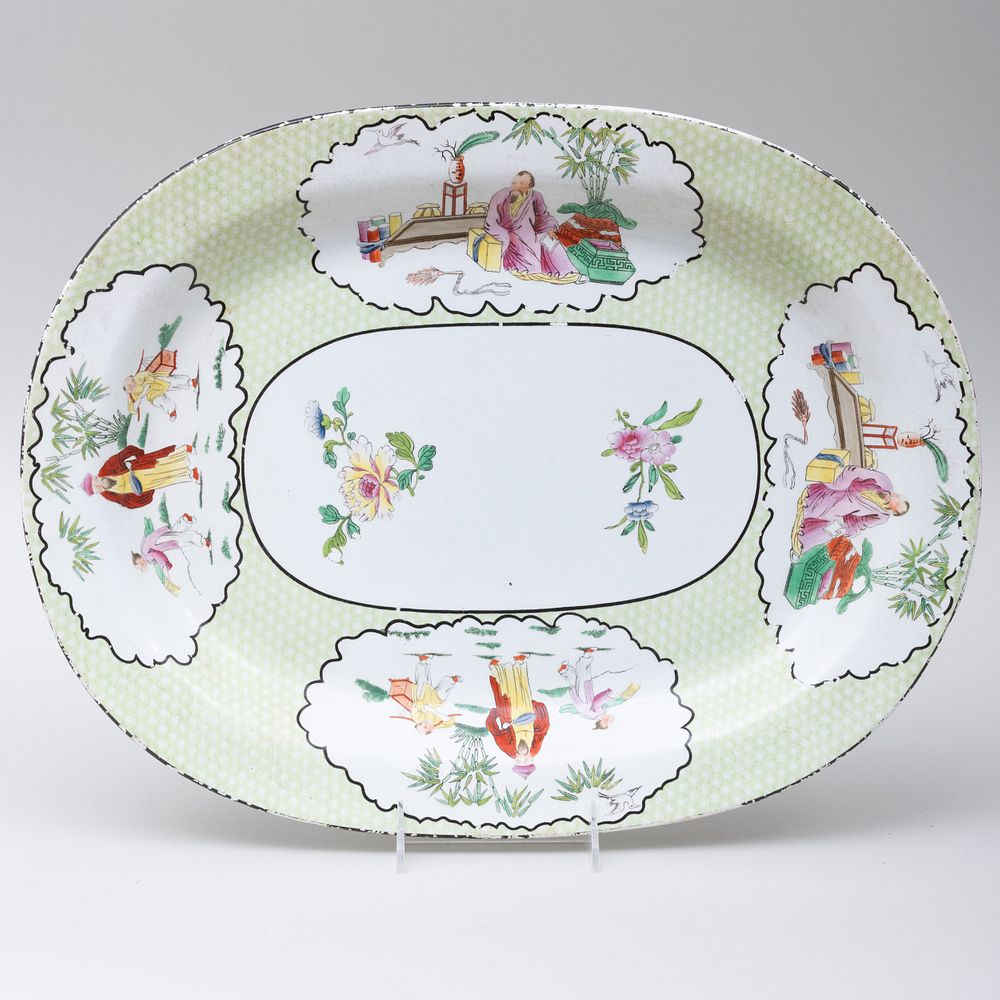 Appraisal: Wedgwood Transfer Printed and Enriched Chinoiserie Oval Platter Impressed uppercase