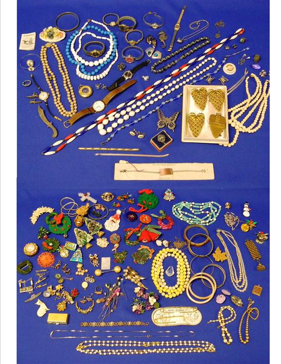 Appraisal: Assortment of costume jewelry including pins rings braclets necklaces cuff