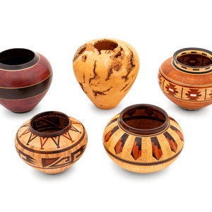 Appraisal: Five Turned Wood Bowls by Ray Allen American th Century