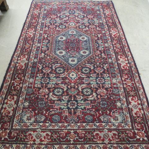 Appraisal: Hamadan Persian Handmade Rug fancy stylized florals on blue field