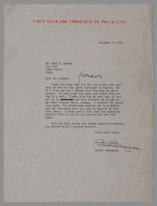 Appraisal: Ernest Hemingway Autograph Letter Archive American author and journalist -