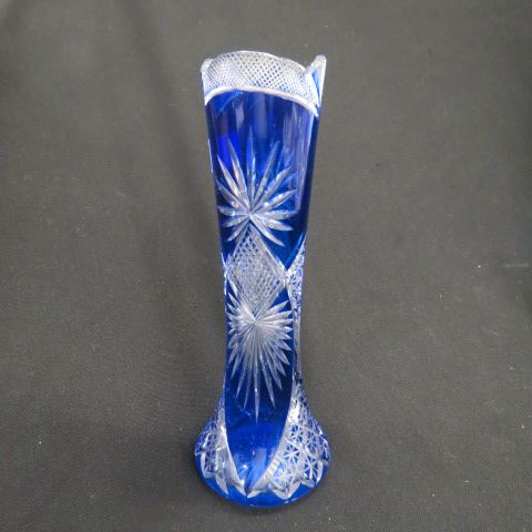 Appraisal: Cobalt Cut-to-Clear Vase star diamond point ray design excellent