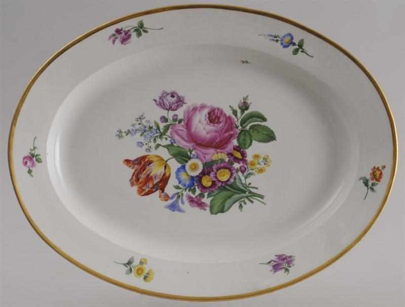 Appraisal: MEISSEN FLORAL-PAINTED OVAL PLATTER Circa centered by colorful floral spray