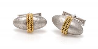 Appraisal: A Pair of Platinum and Yellow Gold Cufflinks dwts A