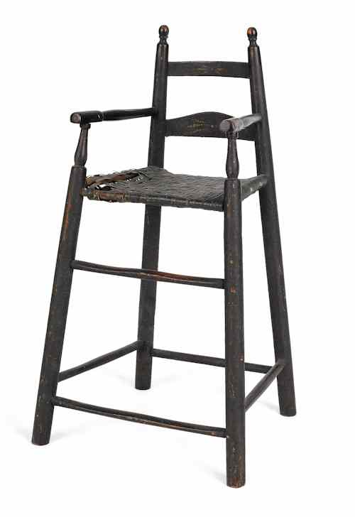 Appraisal: Pennsylvania ladderback highchair ca retaining an old black surface over