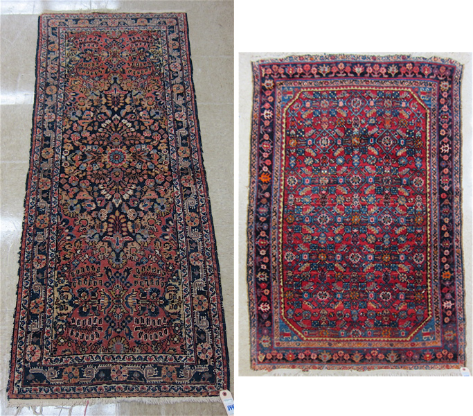 Appraisal: TWO PERSIAN SEMI-ANTIQUE AREA RUGS Hamadan tribal region hand knotted