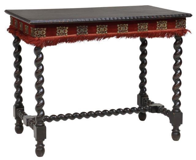 Appraisal: Spanish Baroque style ebonized table th c having scalloped top