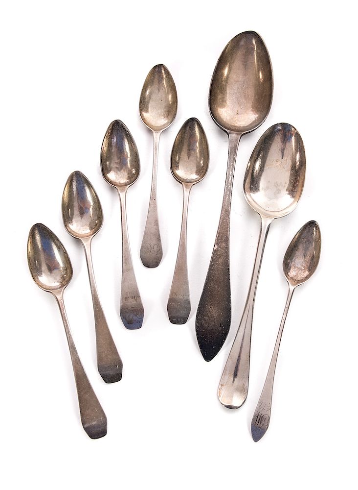 Appraisal: Early Coin Silver Spoons Measures tall Good original condition Please