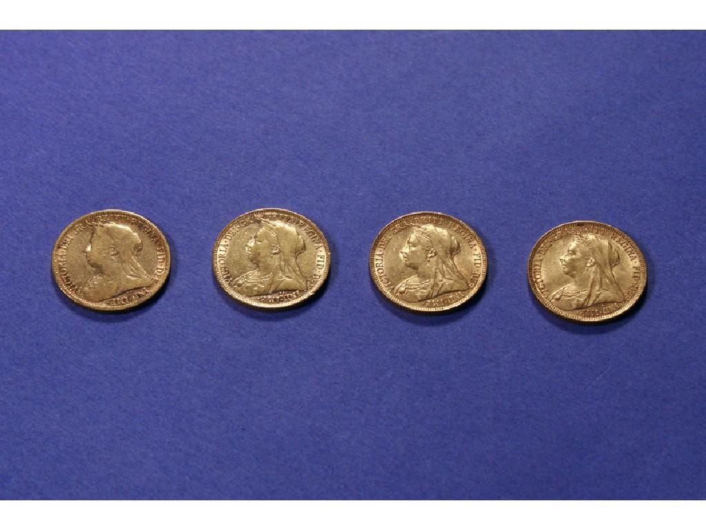 Appraisal: FOUR VICTORIAN GOLD SOVEREIGNS dated