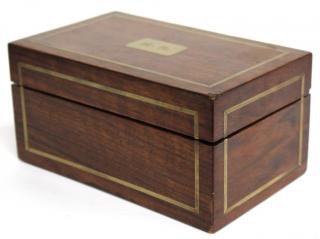 Appraisal: Vintage Mahogany Brass Cigar Humidor With a central etched monogram