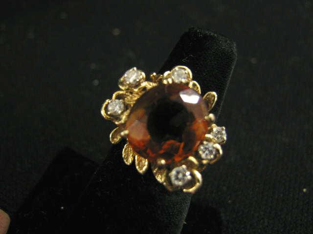 Appraisal: Citrine Diamond Ring carat round gem with six diamonds totaling