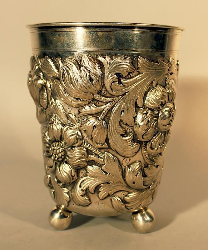 Appraisal: German large silver baker German large silver baker on three