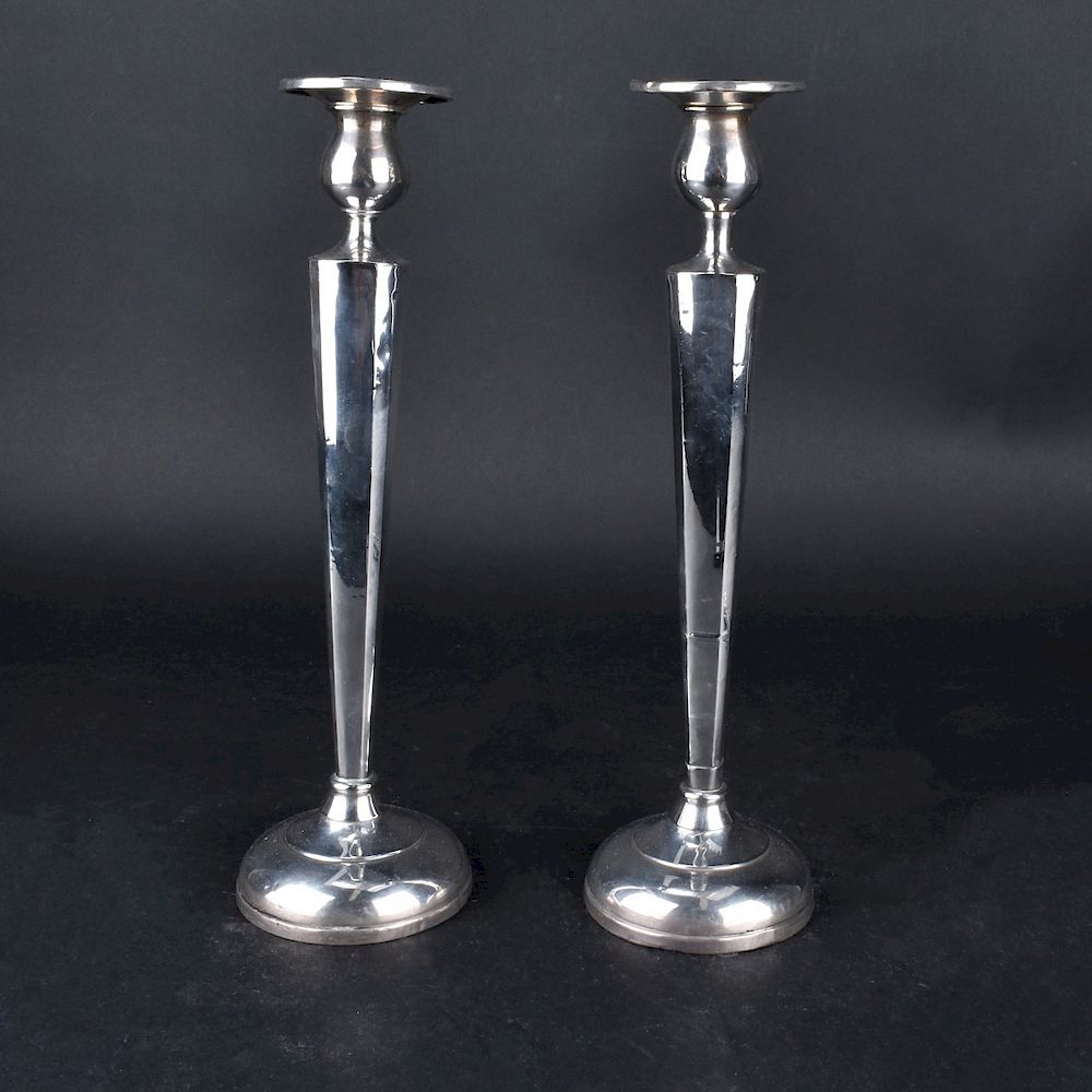 Appraisal: Pair Weighted Sterling Candlesticks Pair Weighted Sterling Candlesticks Signed Measures