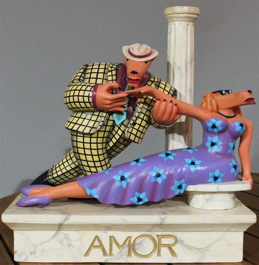 Appraisal: MARCUS PINCUS TH CENTURY AMOR Wood sculpture Signed numbered and