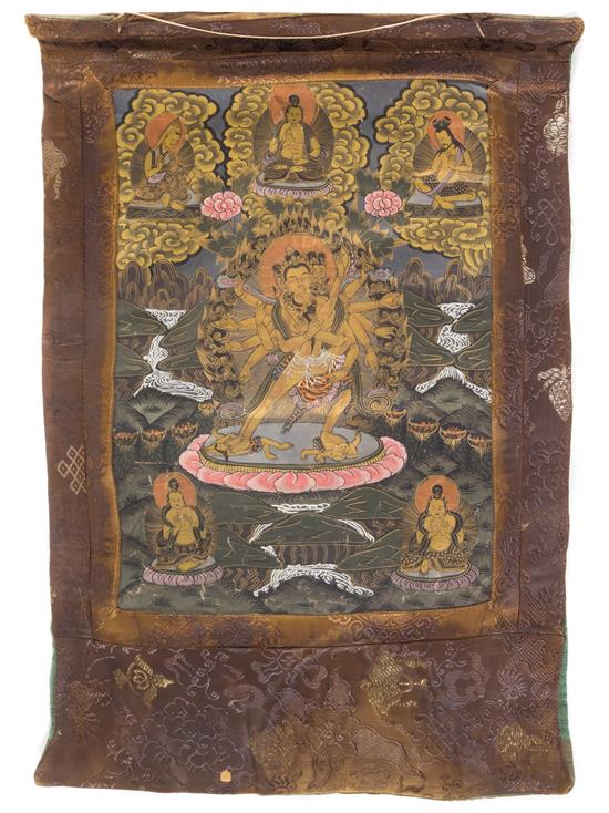 Appraisal: Sale Lot A Tibetan Thangka th century painted to show