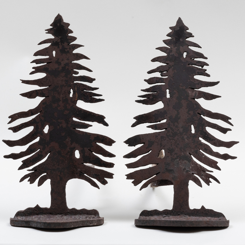 Appraisal: Pair of Pine Tree Form Andirons x x in Condition