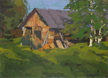 Appraisal: Valentin Kavoline Russian - Hut Oil on board signed lower