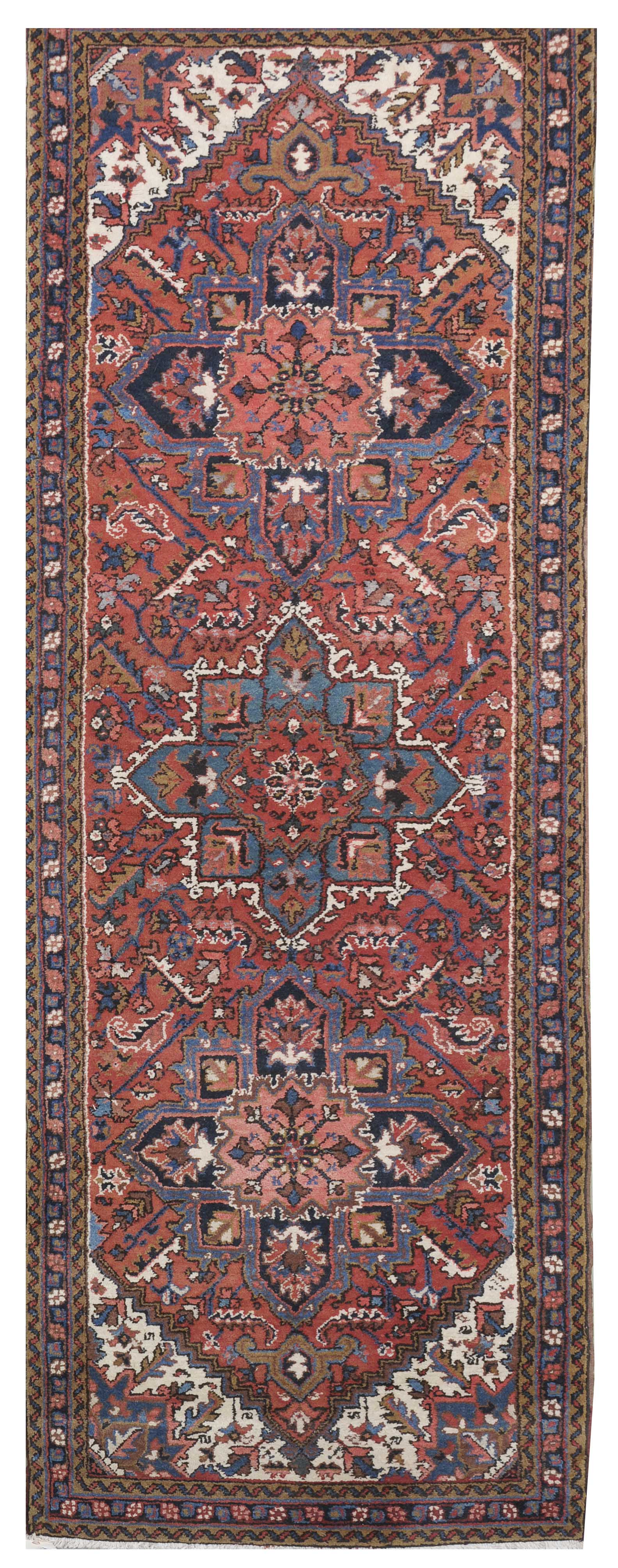 Appraisal: ORIENTAL RUG HERIZ ' x ' Three gabled medallions of