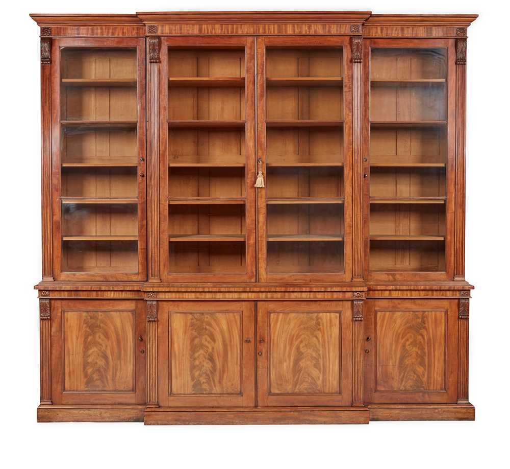 Appraisal: FINE REGENCY LARGE MAHOGANY BREAKFRONT BOOKCASE ATTRIBUTED TO GILLOWS OF