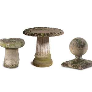 Appraisal: Two Cast Stone Garden Tables and a Similar Cast Stone