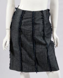 Appraisal: CHANEL DENIM SKIRT CHANEL DENIM SKIRT SIZE Navy blue frayed