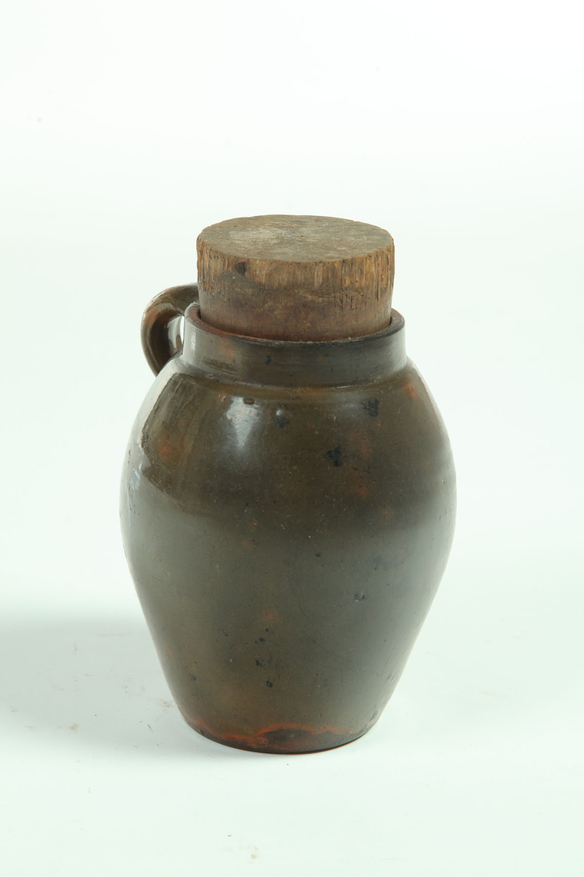 Appraisal: REDWARE JUG American mid th century Wide mouth applied handle